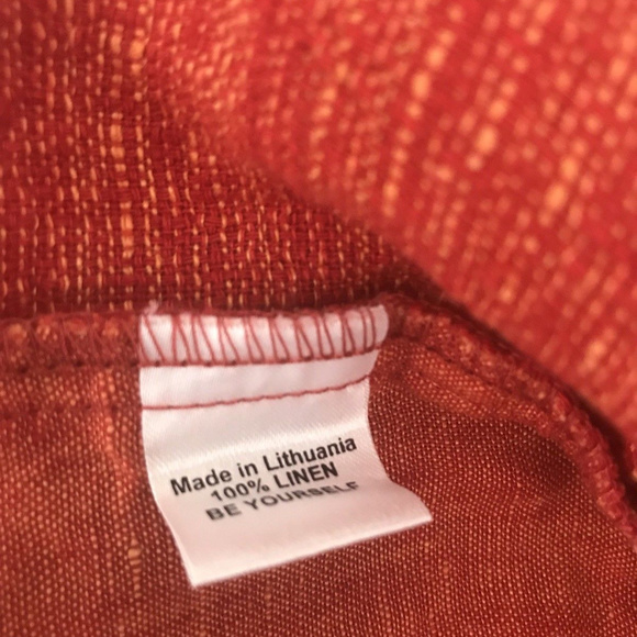 Flax Orange Linen Long Buttoned Top Sz- L - Picture 7 of 7